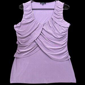NWT Anne Klein Lavender Sleeveless Ruched Draped Blouse Top M Polyester Spandex